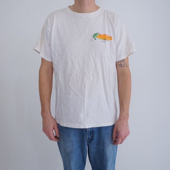 Vtg '94 Butt Naked Fishing 100% Cotton Single Stitch T-Shirt Badger Sportswear L - Picture 2 of 10